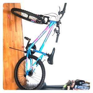 A pink and blue bike